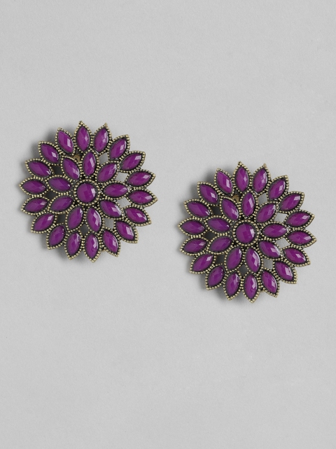 

Anouk Purple Gold-Plated Stone Studded Floral Studs