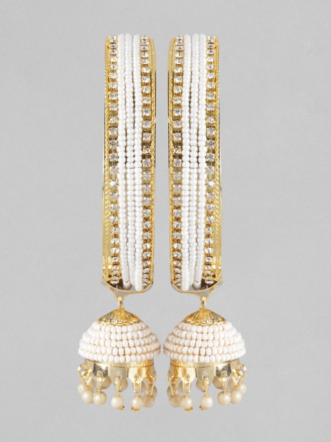 

Anouk Set of 2 White Gold-Plated Beaded Kada Bangles