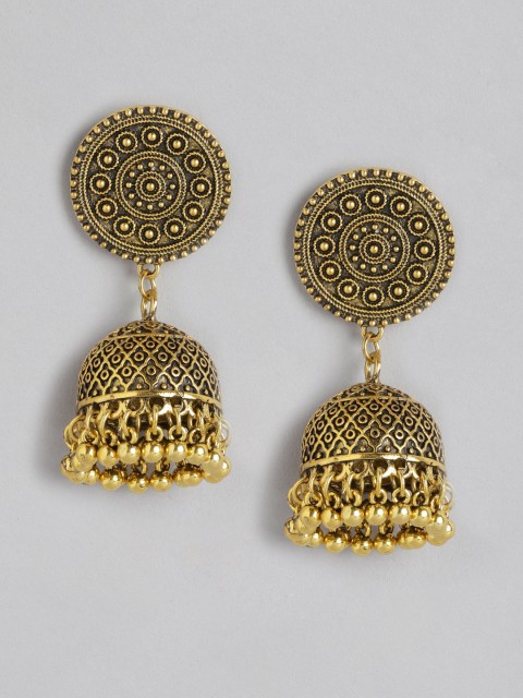 

Anouk Antique Gold-Plated Dome Shaped Jhumkas