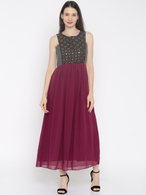 

Global Desi Women Burgundy Maxi Dress