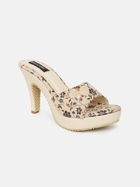 

VAYONAA Cream-Coloured & Black Printed PU Platform Sandals