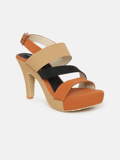 

VAYONAA Women Tan Colourblocked PU Platform Sandals