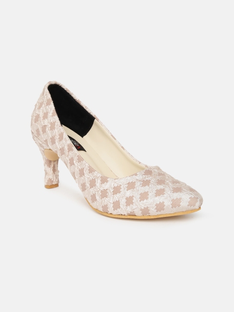 

VAYONAA Beige Printed PU Pumps