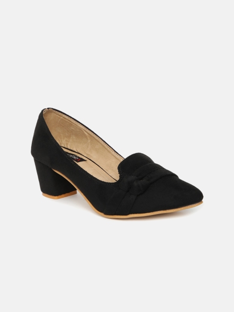 

VAYONAA Black Solid PU Block Pumps
