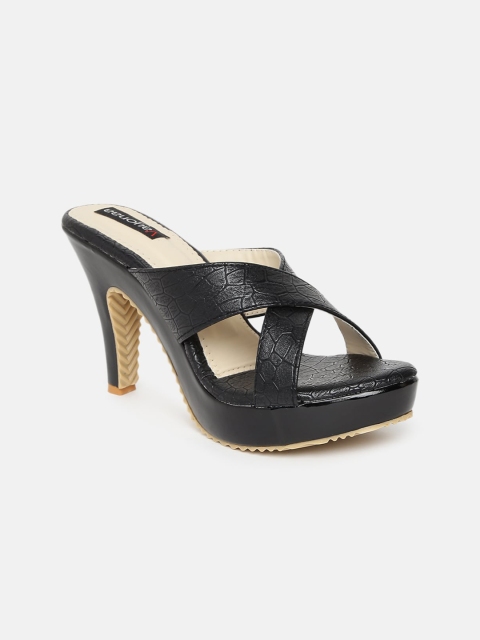 

VAYONAA Women Black PU Textured Sandals