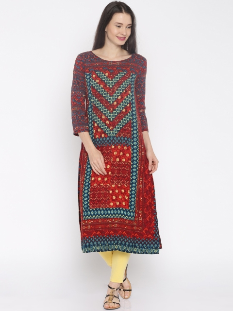 

Global Desi Women Multicoloured Printed A-Line Kurta, Multi