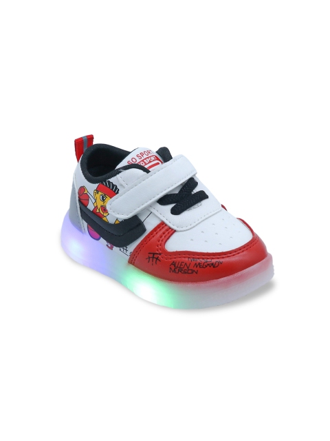 

FEETWELL SHOES Unisex Kids White Colourblocked LED Slip-On Sneakers