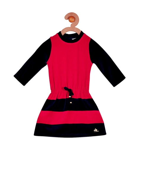 

Cherry Crumble Girls Red & Black Colourblocked Drop-Waist Dress