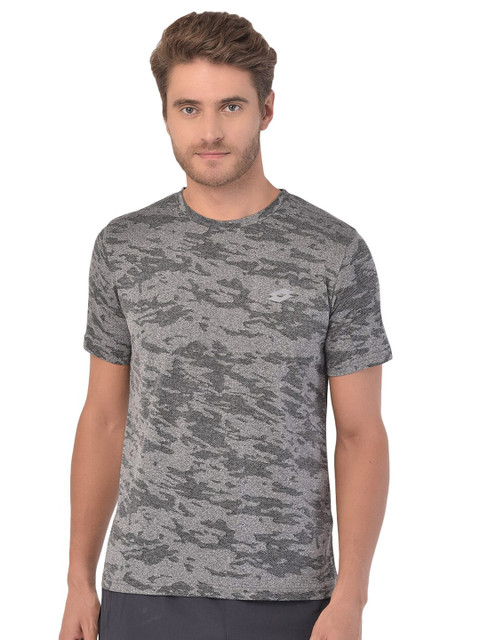 

Lotto Men Grey & Charcoal Printed T-shirt