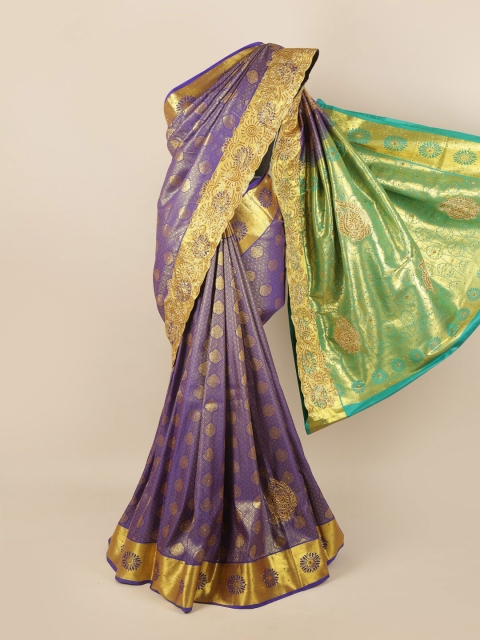 

Pothys Violet & Green Woven Design Pure Silk Saree