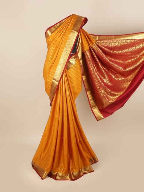 

Pothys Yellow & Red Woven Design Zari Pure Silk Saree