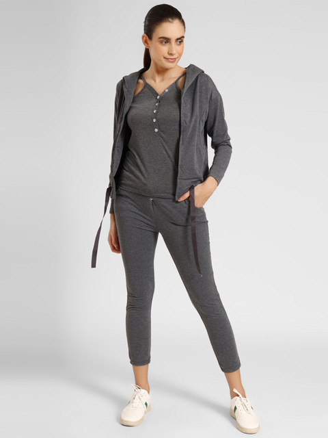 

iki chic Women Grey Tracksuit with Cami Top and Trousers