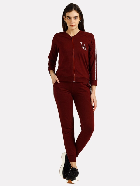 

iki chic Women Maroon & Grey Tracksuit