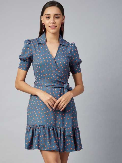 

StyleStone Grey & Orange Crepe Dress