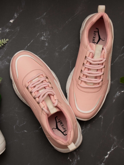 

Brauch Women Pink & White Colourblocked Sneakers