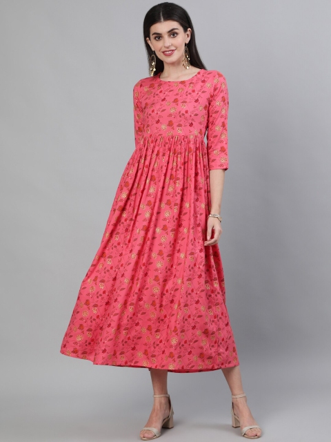 

GULMOHAR JAIPUR Pink Floral Midi Dress