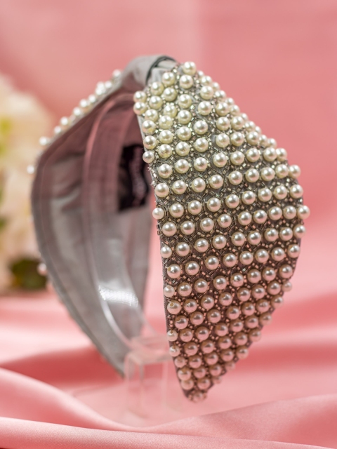 

Bellofox Women Silver-Toned & White Embellished Hairband