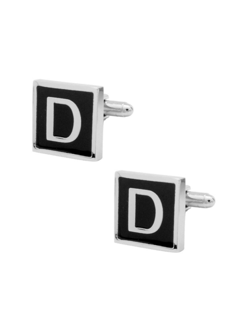 

The Tie Hub Silver-Toned & Black Cufflink