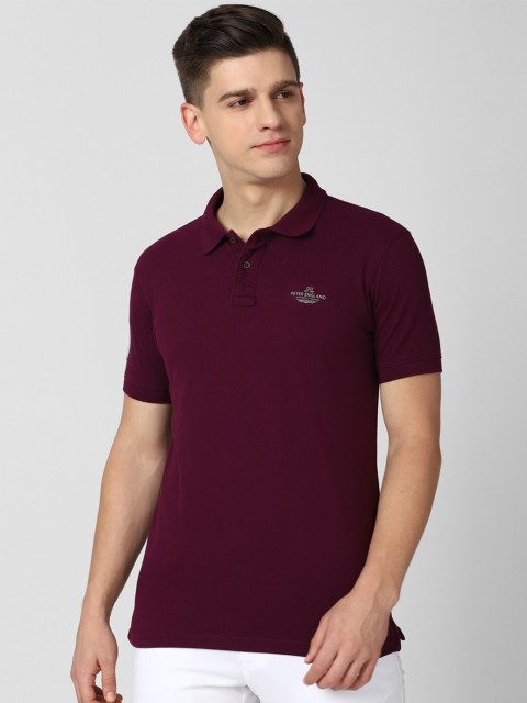 

Peter England Casuals Men Purple Polo Collar Slim Fit T-shirt