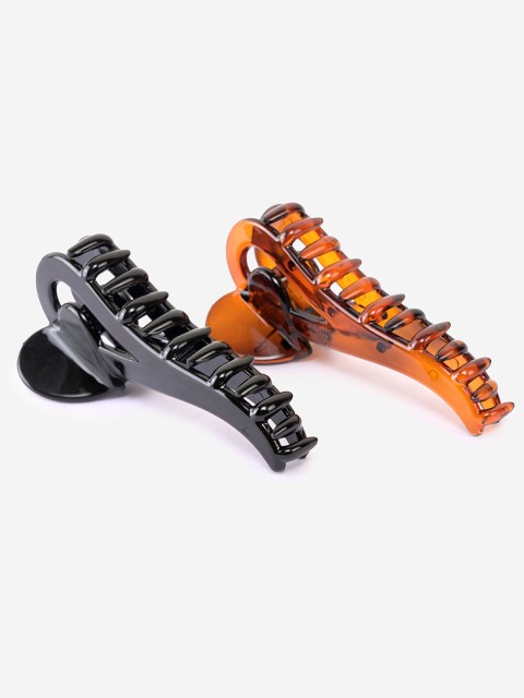 

BuckleUp Women Black & Brown Set of 2 Claw Clips