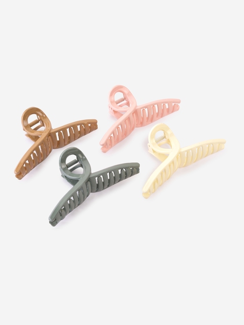

BuckleUp Women Brown & Grey Set of 4 Claw Clips
