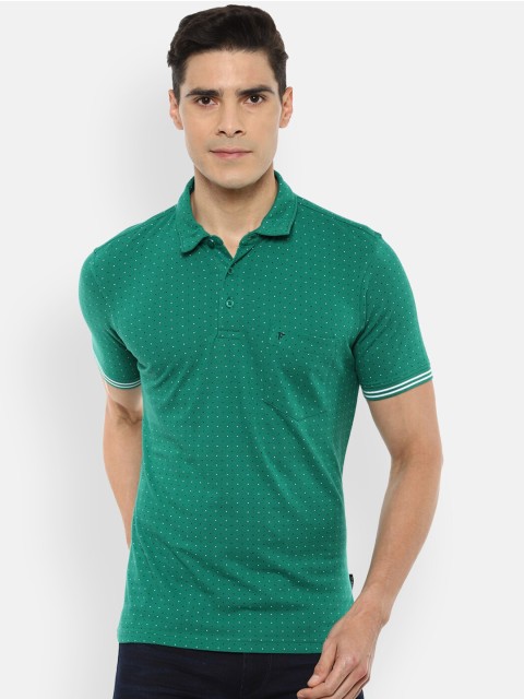 

Van Heusen Sport Men Green Printed Pure Cotton Polo Collar Pure Cotton T-shirt
