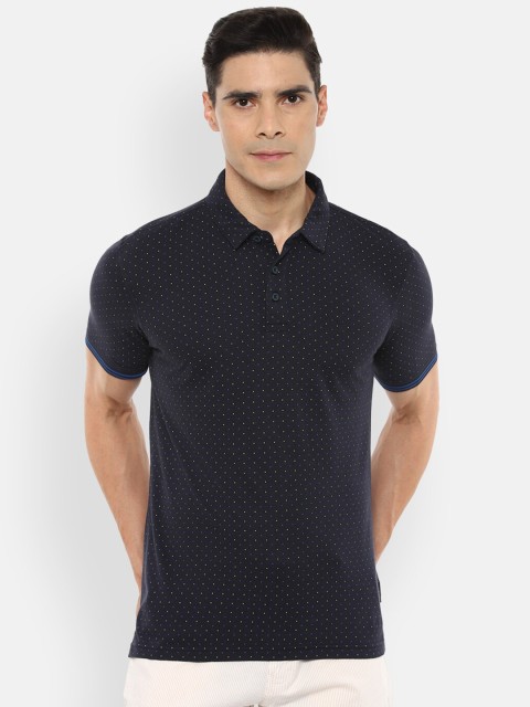

Van Heusen Sport Men Navy Blue Printed Pure Cotton Polo Collar Pure Cotton T-shirt