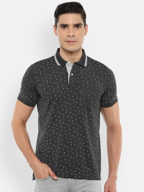

Van Heusen Sport Men Grey Printed Polo Collar Pure Cotton T-shirt