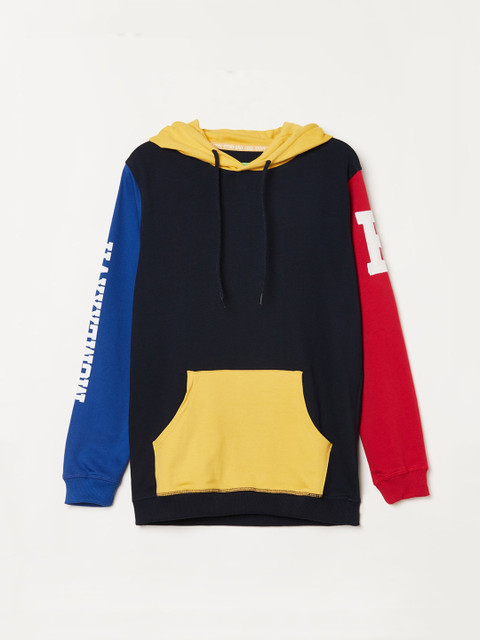 

Bossini Boys Navy Blue Colourblocked Hooded Sweatshirt
