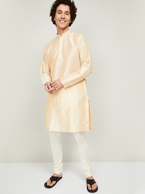 

Melange by Lifestyle Men Beige Solid Straight Kurta with Churidar