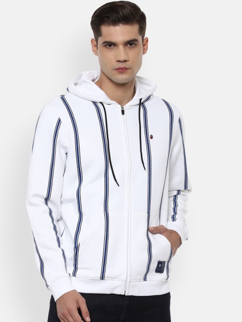 

Louis Philippe Sport Men White Striped Hooded Sweatshirt