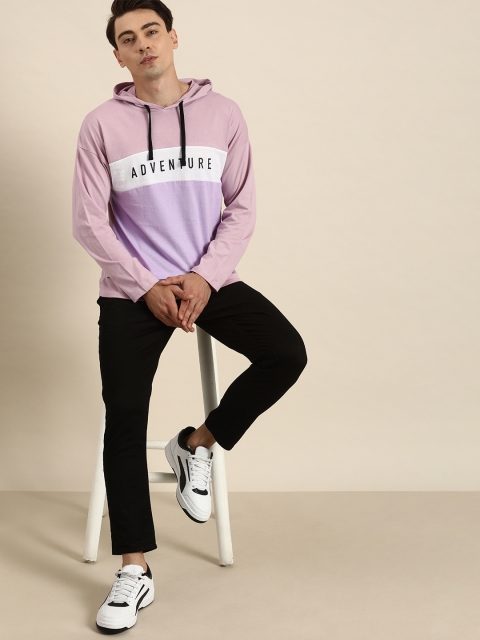 

Moda Rapido Men Pink & Lavender Colourblocked Drop-Shoulder Sleeves T-shirt