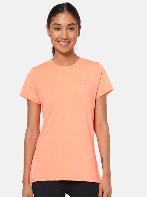 

Cultsport Women Coral Orange Solid Workout T-shirt
