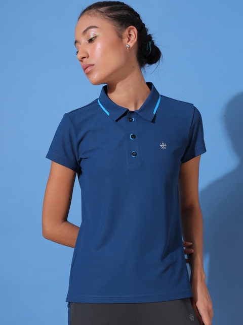 

Cultsport Women Blue Polo Collar T-shirt