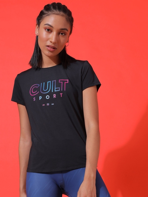 

Cultsport Women Black Printed T-shirt