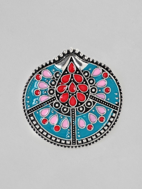 

Anouk Women Silver-Plated Blue & Pink Oxidised Finger Ring
