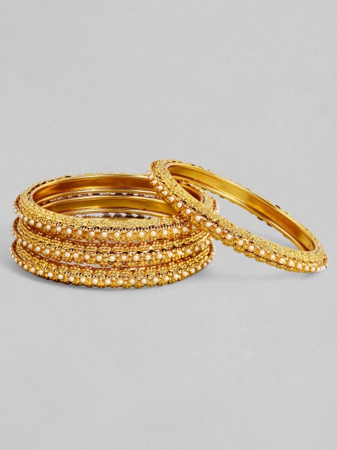 

Anouk Set Of 4 Gold-Plated White Pearls-Studded Handcrafted Bangles