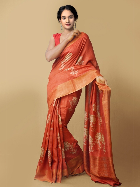 

Unnati Silks Red & Beige Woven Design Pure Silk Mysore Silk Saree