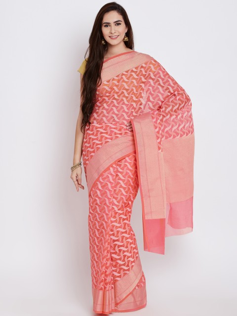 

Asavari Peach-Coloured Patterned Supernet Cotton Patola Saree