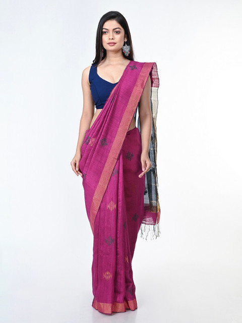 

ArtEastri Magenta Woven Design Handloom Pure Silk Jamdani Saree