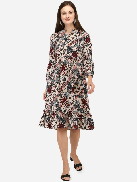 

Fbella Women Multicoloured Floral Printed Fit & Flare Dress, Multi