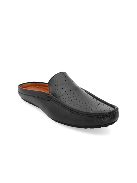 

San Frissco Men Black Perforations Leather Mules