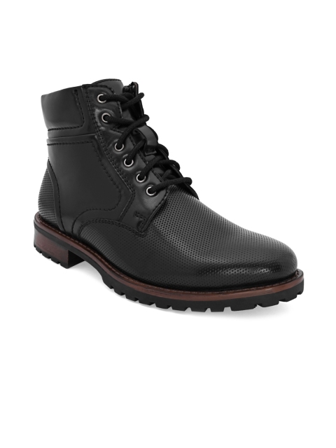 

San Frissco Men Black Leather Flat Boots