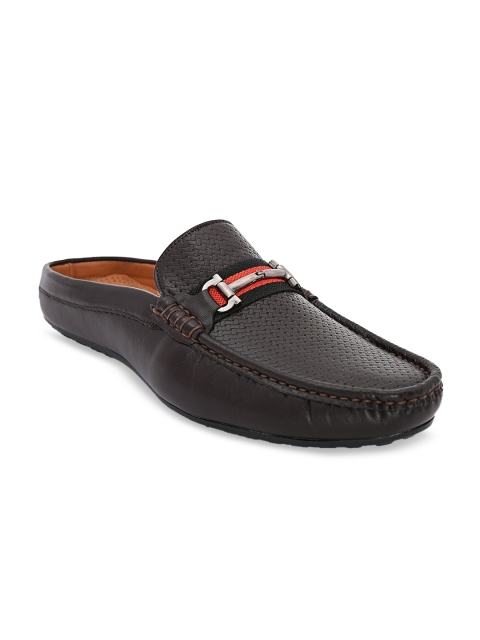 

San Frissco Men Brown Textured Leather Mules