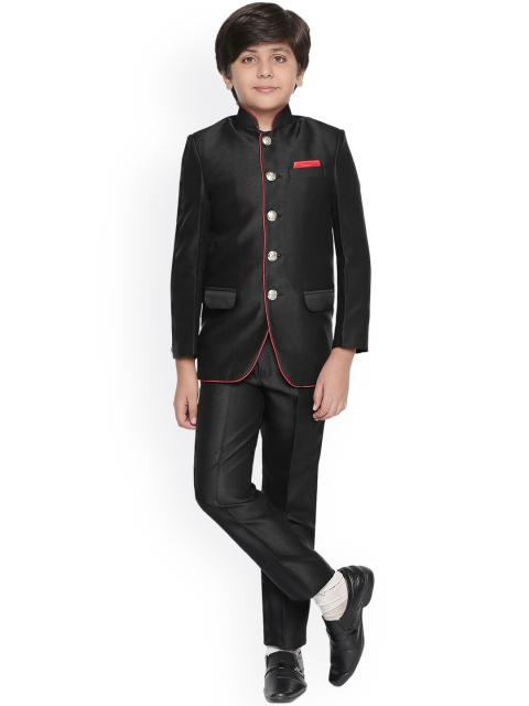 

Jeetethnics Boys Black Solid Bandhgala 2-Piece Party Suit
