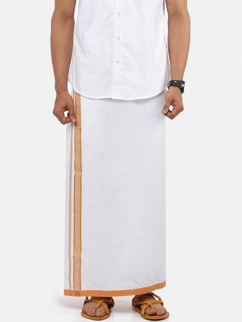 

RAMRAJ COTTON Men White Solid Pure Cotton Dhoti