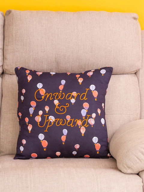 

BandBox Black & Peach-Coloured Geometric Square Cushion Covers