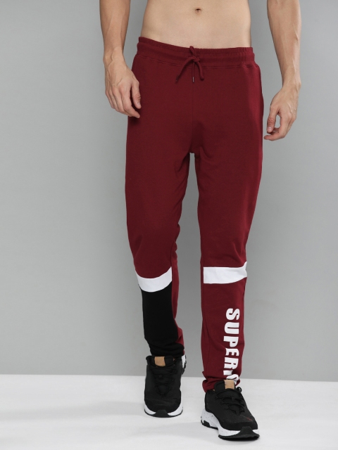 

HERE&NOW Men Maroon Printed Pure Cotton Track Pants