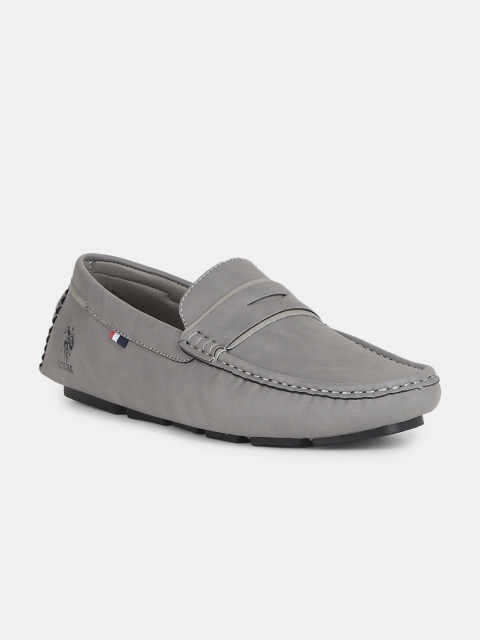 

U S Polo Assn Men Grey Textured PU Driving Shoes