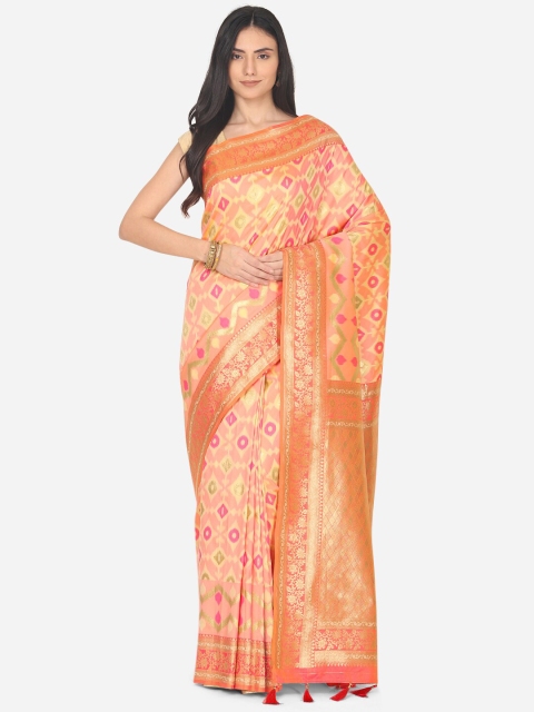 

BOMBAY SELECTIONS Peach-Coloured & Gold Ethnic Motifs Art Silk Banarasi Saree